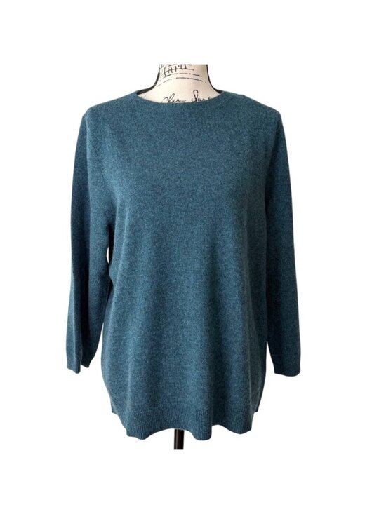 Talbots Sweaters - Talbots Womens XL Pure Cashmere Wool Sweater Teal Blue Pullover Crew Neck NEW